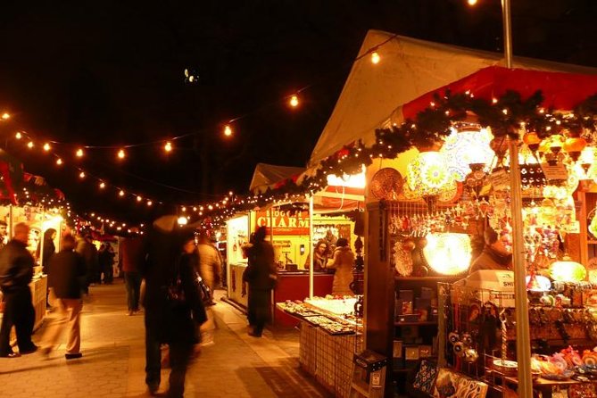 New York City Christmas Holiday Lights and Markets Walking Tour - Columbus Circle starts the Christmas walk