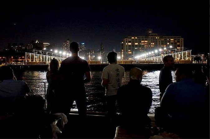 New York City Skyline Night Sailboat Tour - Passing Ellis Island after dark