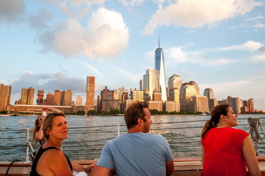 New York City: Sunset Sail Aboard a Schooner - Ellis Island and the Statue of Liberty at sunset