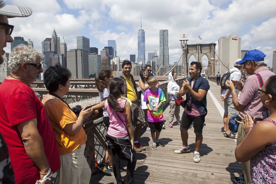NYC: Brooklyn Bridge and Dumbo District Walking Tour - Crossing the bridge with time for skyline views