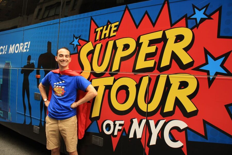 NYC: Bus Tour to Superhero Film Locations - Starting in Times Square with Spider-Man and Captain America