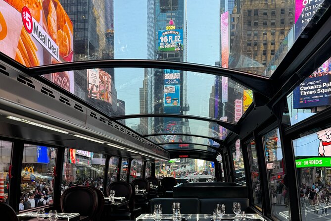 NYC Bustronome Gourmet Sightseeing Lunch Panoramic Bus - Times Square and the first taste of Manhattan