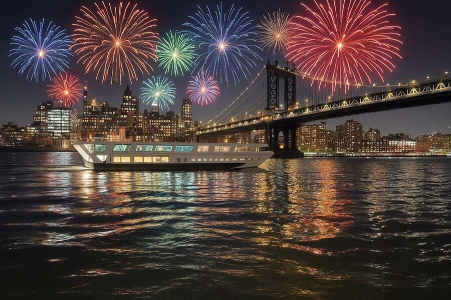 NYC: July 4th Fireworks Cruise + BBQ Buffet on Grand Mariner - Pier 36 and the first look at Manhattan