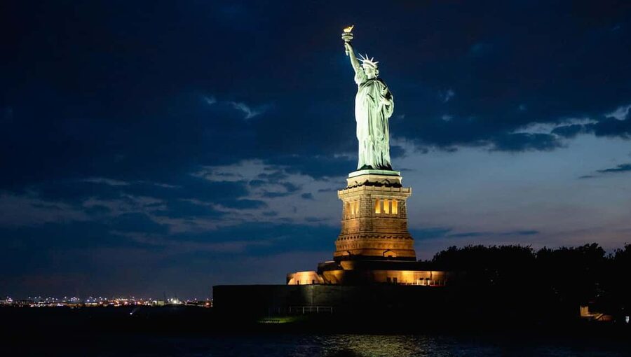 NYC: Manhattan Skyline Dining Cruise - A nighttime view of New York from the harbor