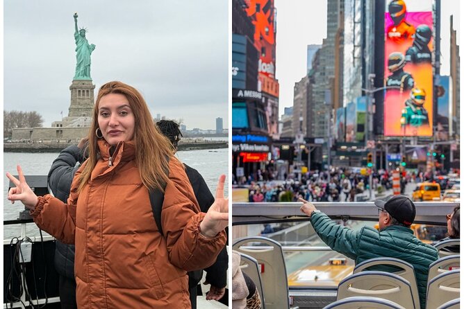 NYC Night Bus Sightseeing Tour with Free Statue of Liberty Cruise - A quick way to see New York after dark