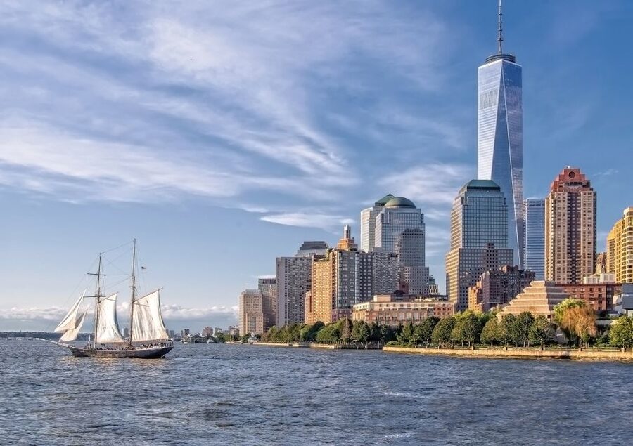 NYC: Statue of Liberty Day Sail with Onboard Bar - Ellis Island from the harbor