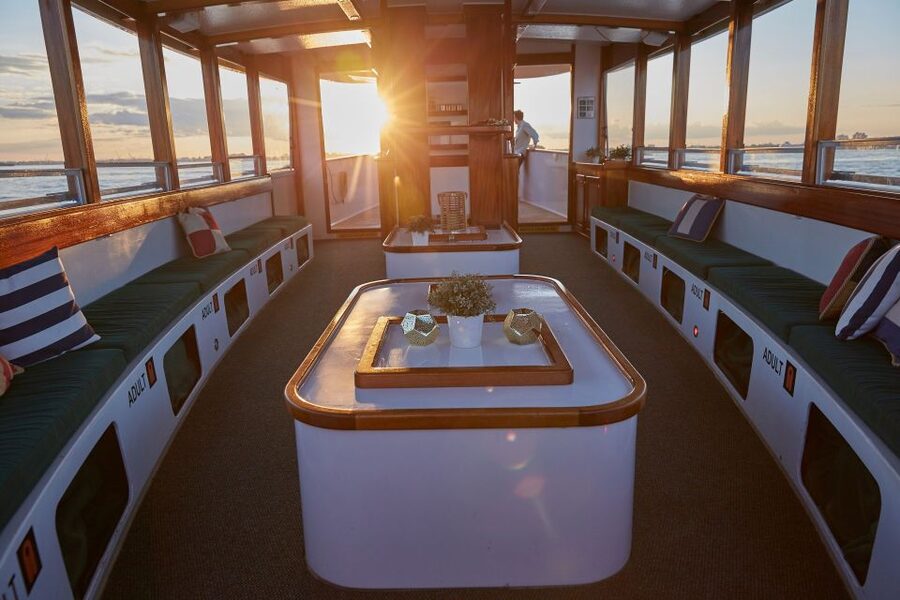 NYC: Sunset Cruise on a Small Yacht with a Drink - Open Bow or Glassed-In Cabin